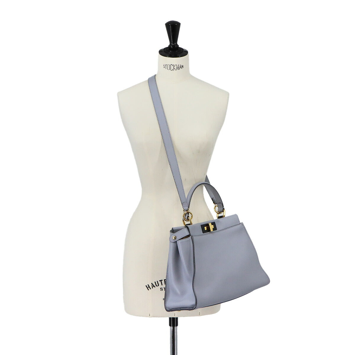 Peekaboo Regular Hand Shoulder Bag Leather Blue Gray 8BN290
