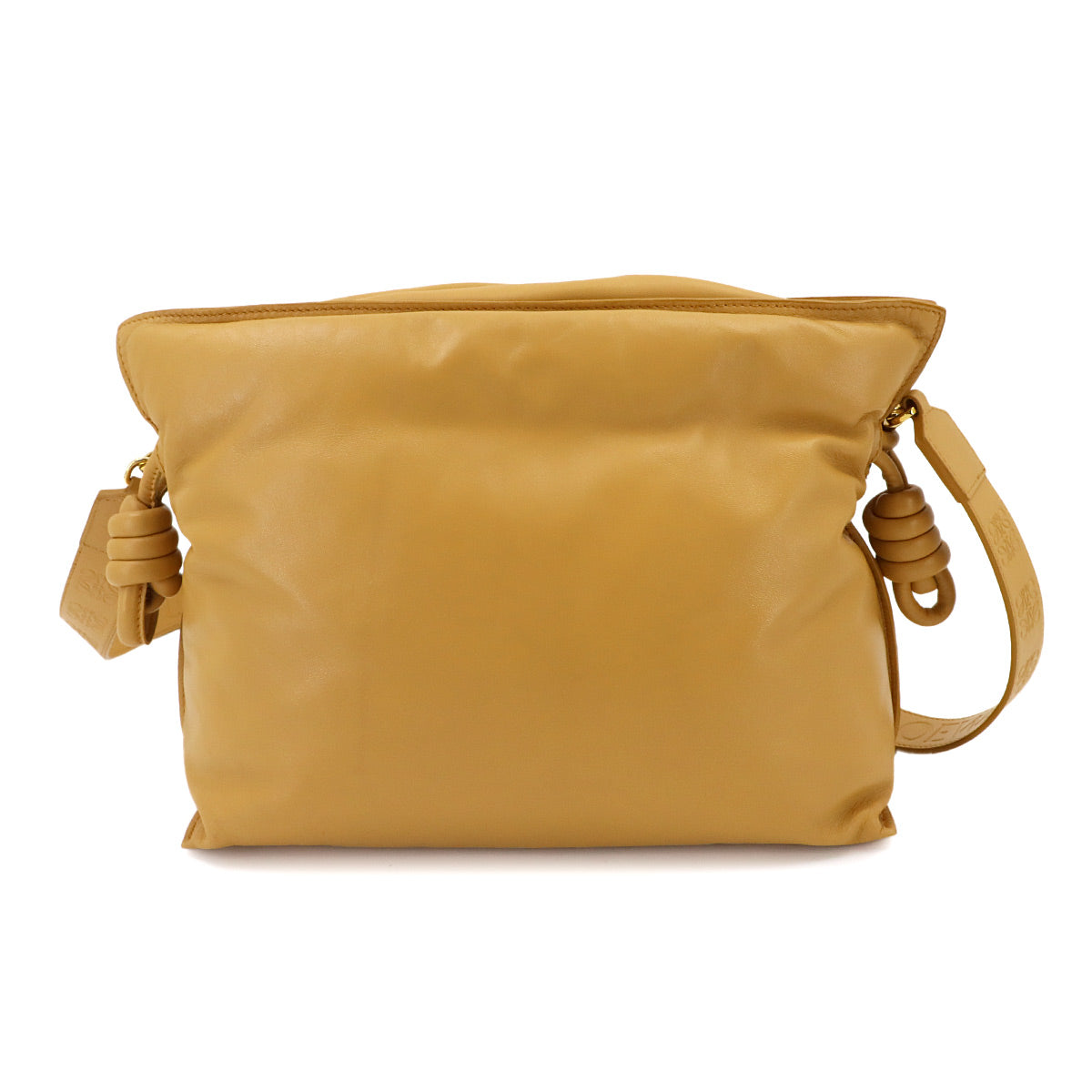Flamenco Clutch Shoulder Bag Leather Camel Brown Purse