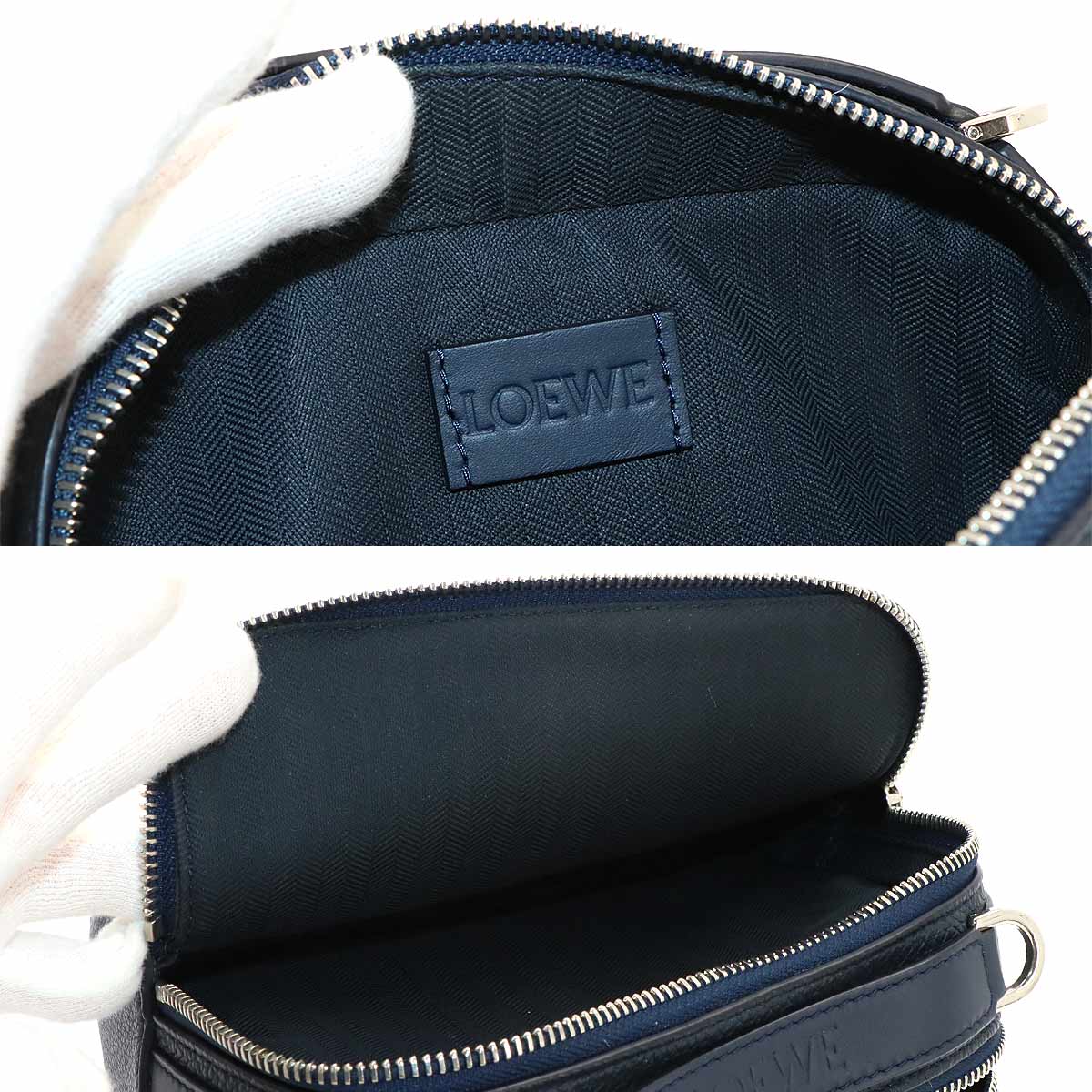 Mini Crossbody Camera Bag Hand Shoulder Bag Leather Navy Anagram