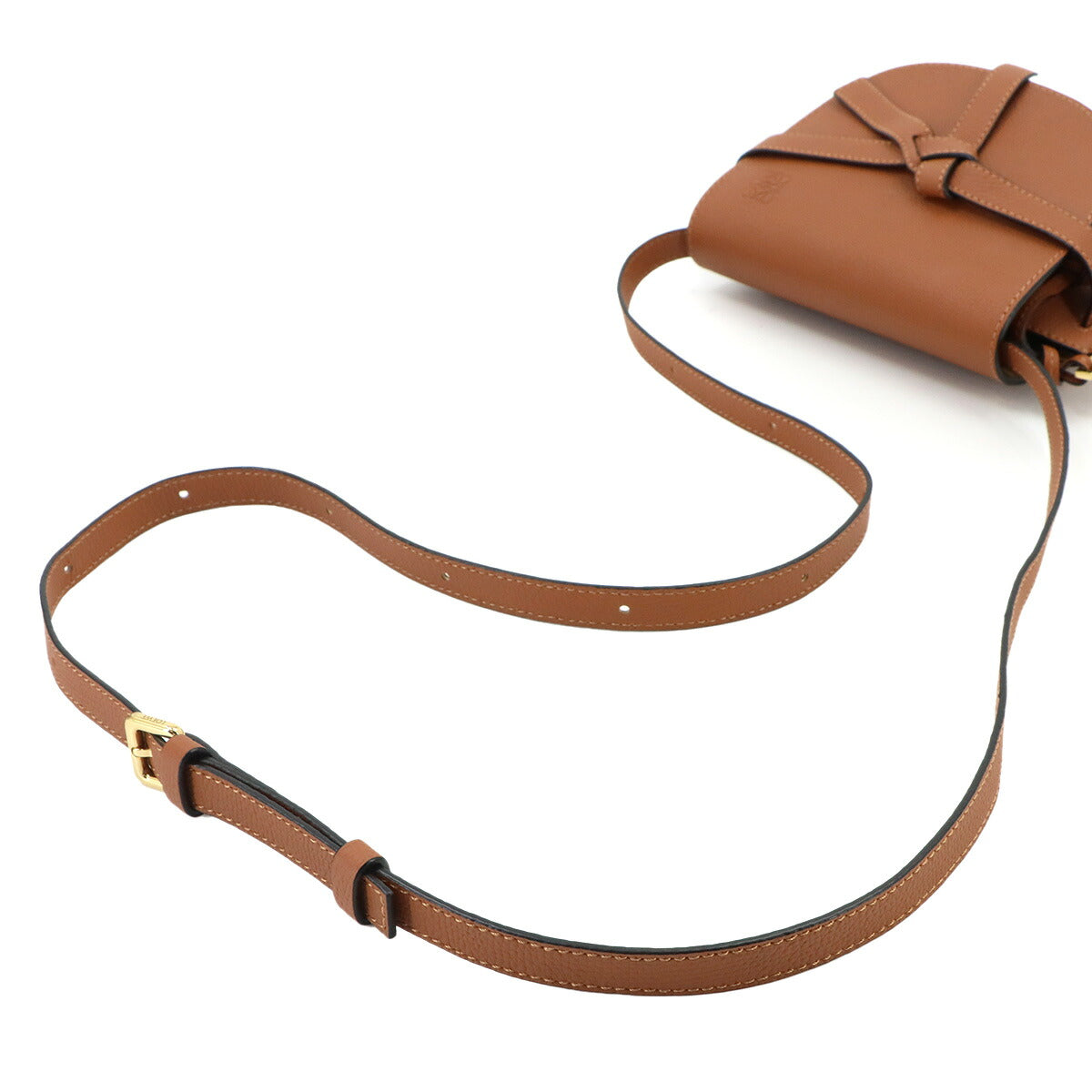 Mini Gate Dual Shoulder Bag Leather Tan Brown Purse