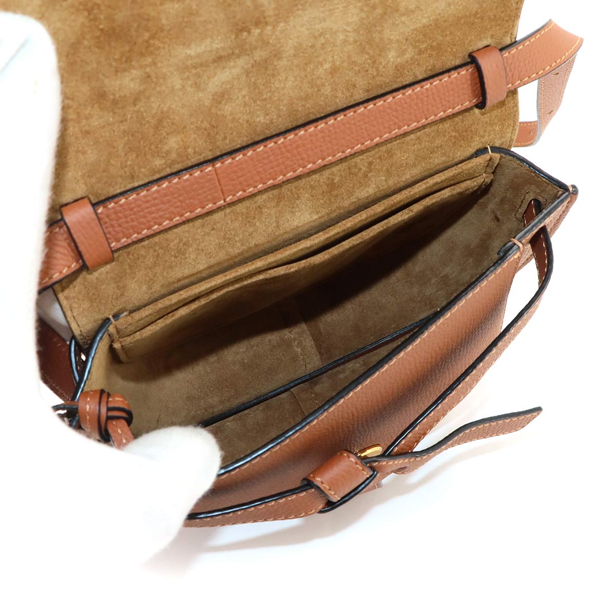 Mini Gate Dual Shoulder Bag Leather Tan Brown Purse