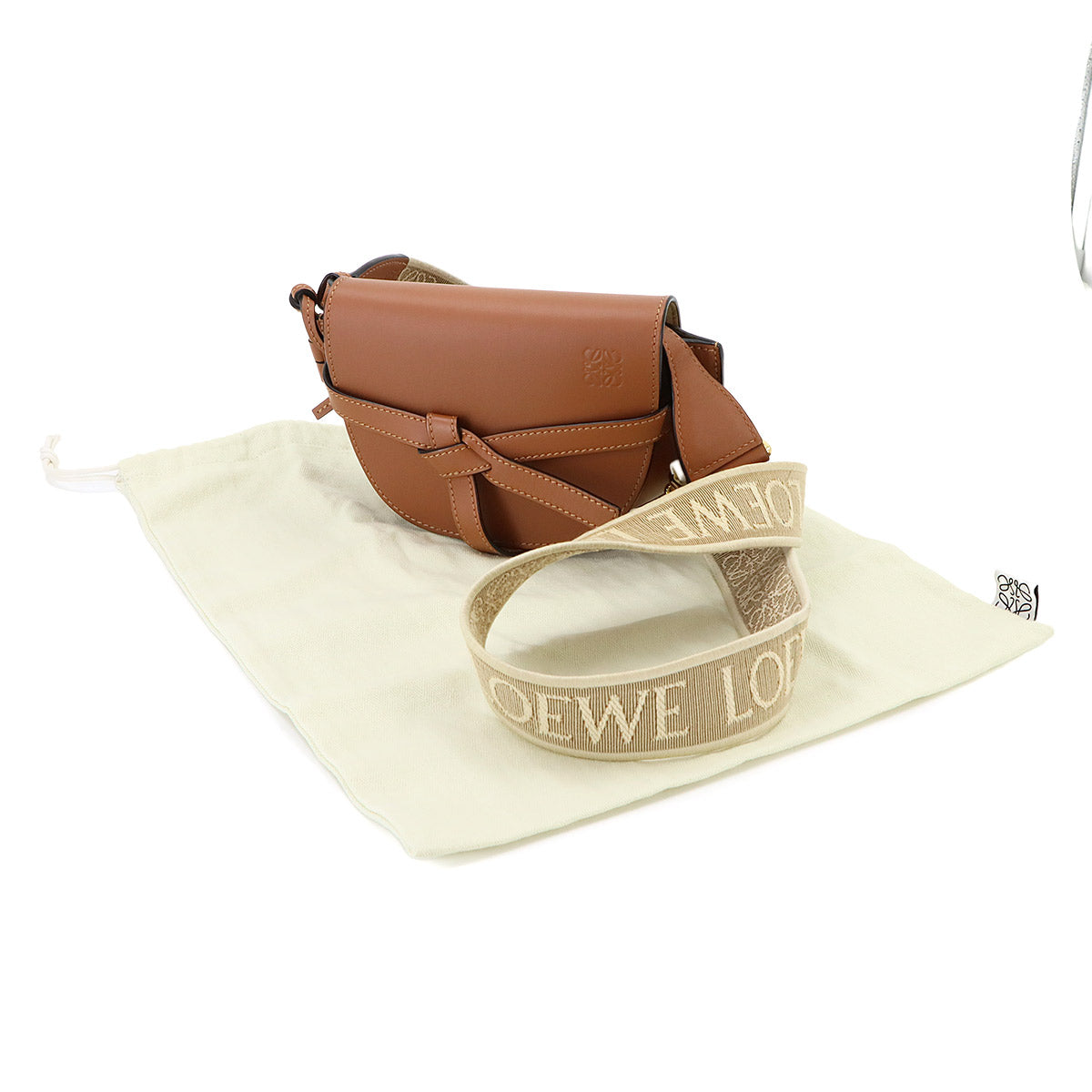 Mini Gate Dual Shoulder Bag Leather Brown Purse