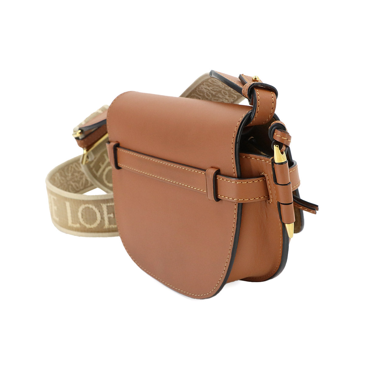 Mini Gate Dual Shoulder Bag Leather Brown Purse