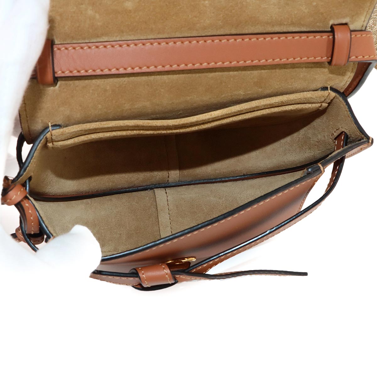 Mini Gate Dual Shoulder Bag Leather Brown Purse