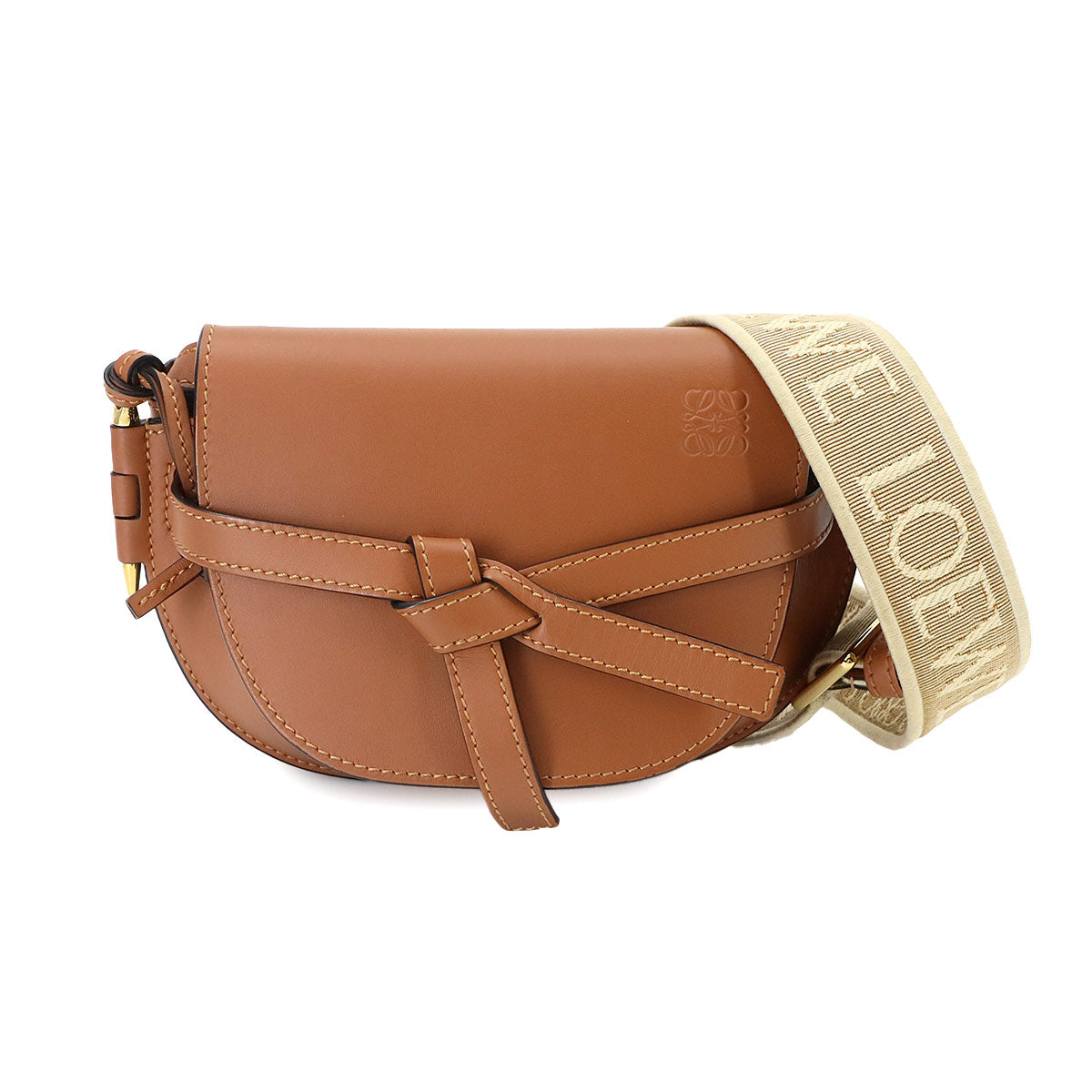 Mini Gate Dual Shoulder Bag Leather Brown Purse