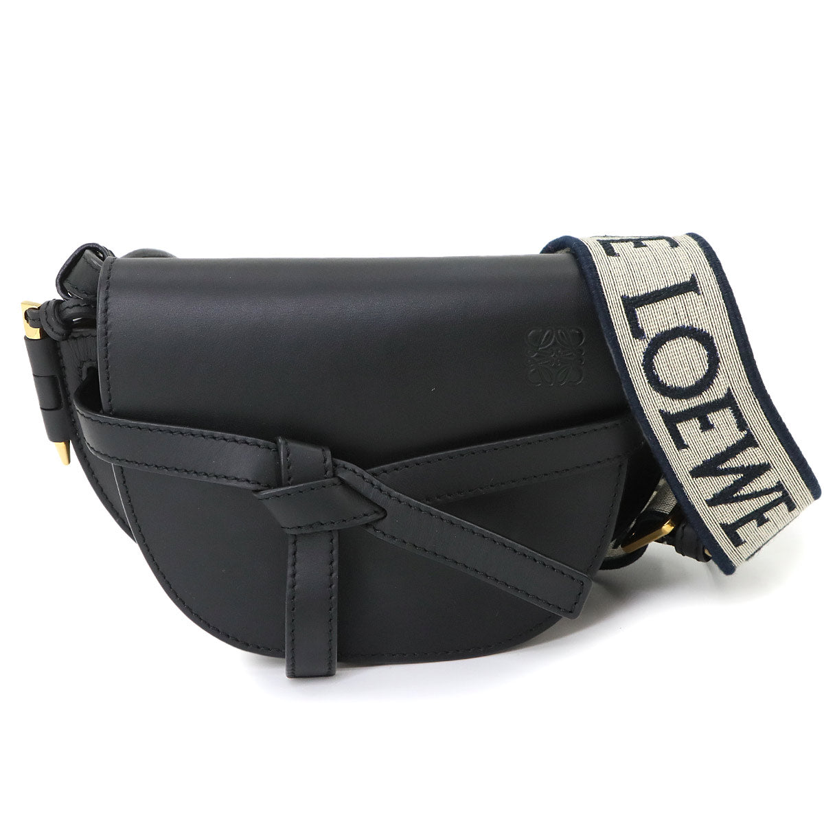 Mini Gate Dual Shoulder Bag Leather Black Purse