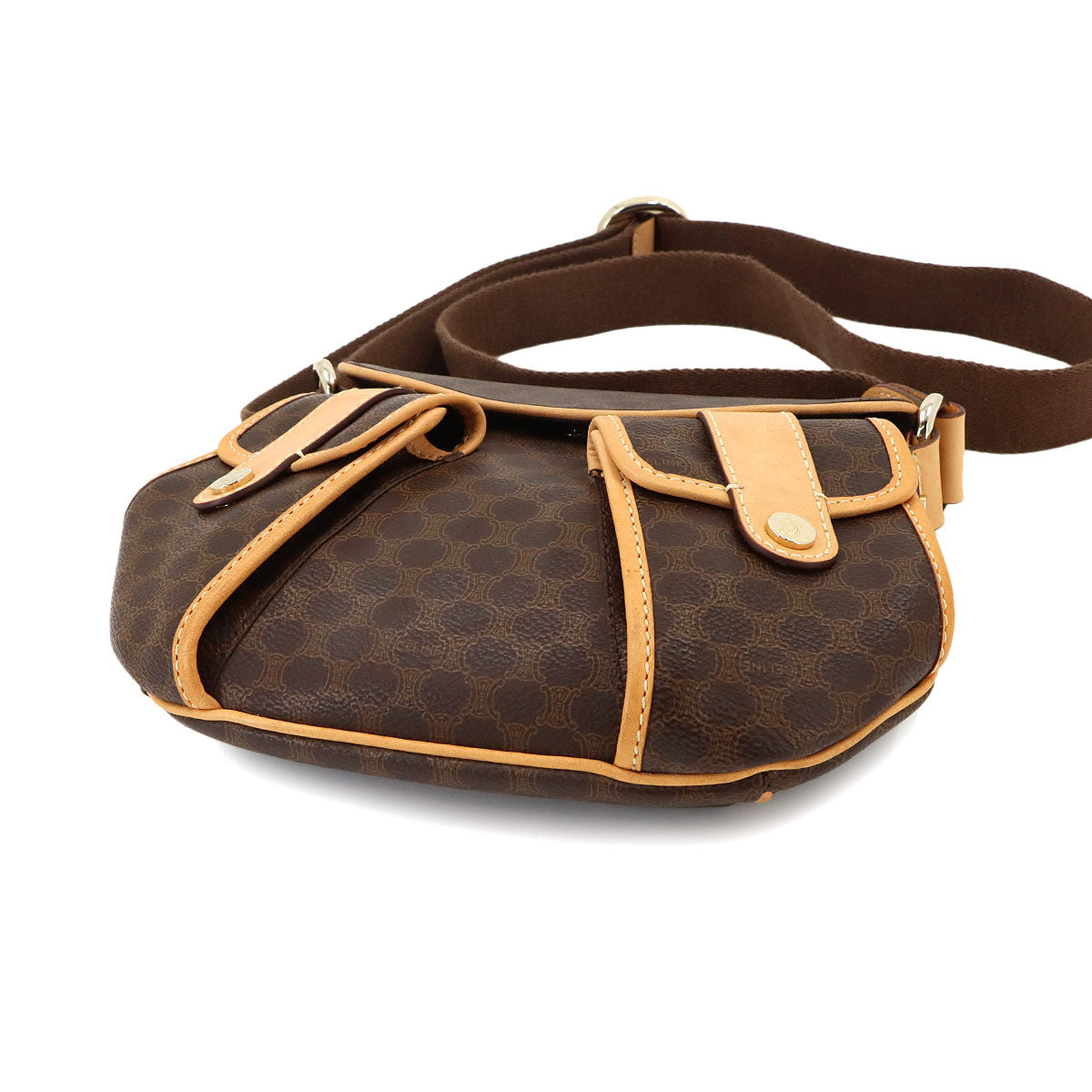Macadam Shoulder Bag Leather PVC Brown Vintage Purse