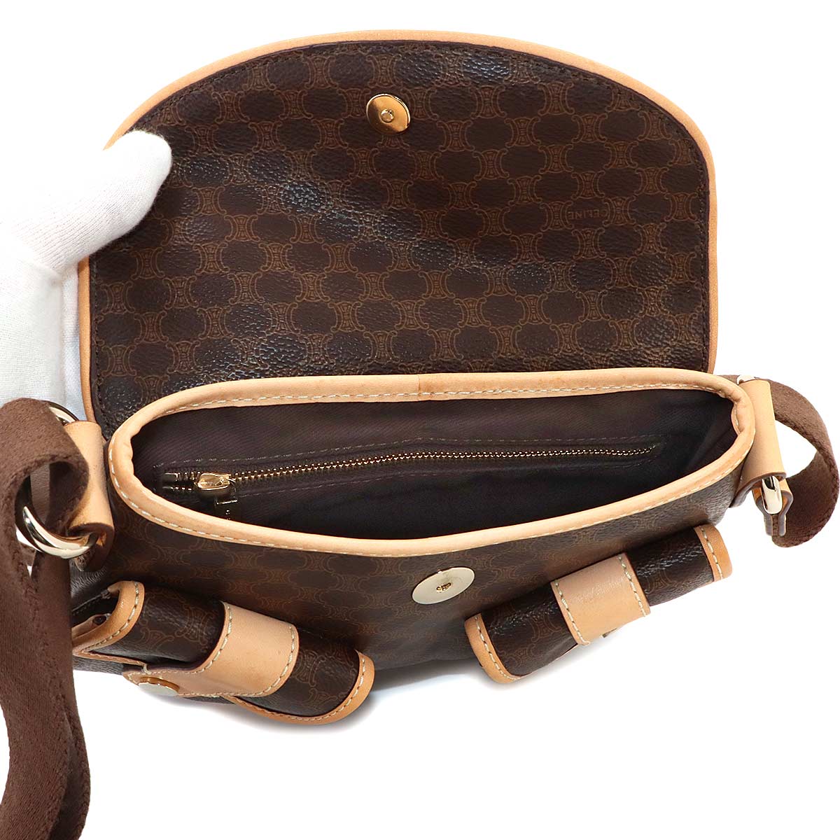 Macadam Shoulder Bag Leather PVC Brown Vintage Purse