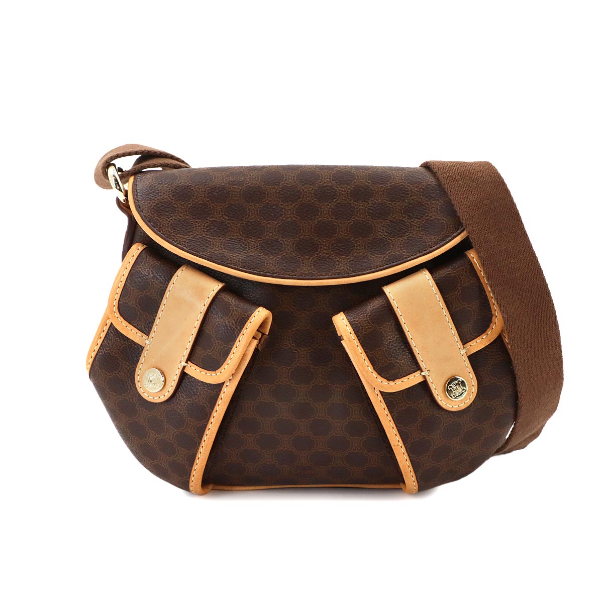 Macadam Shoulder Bag Leather PVC Brown Vintage Purse