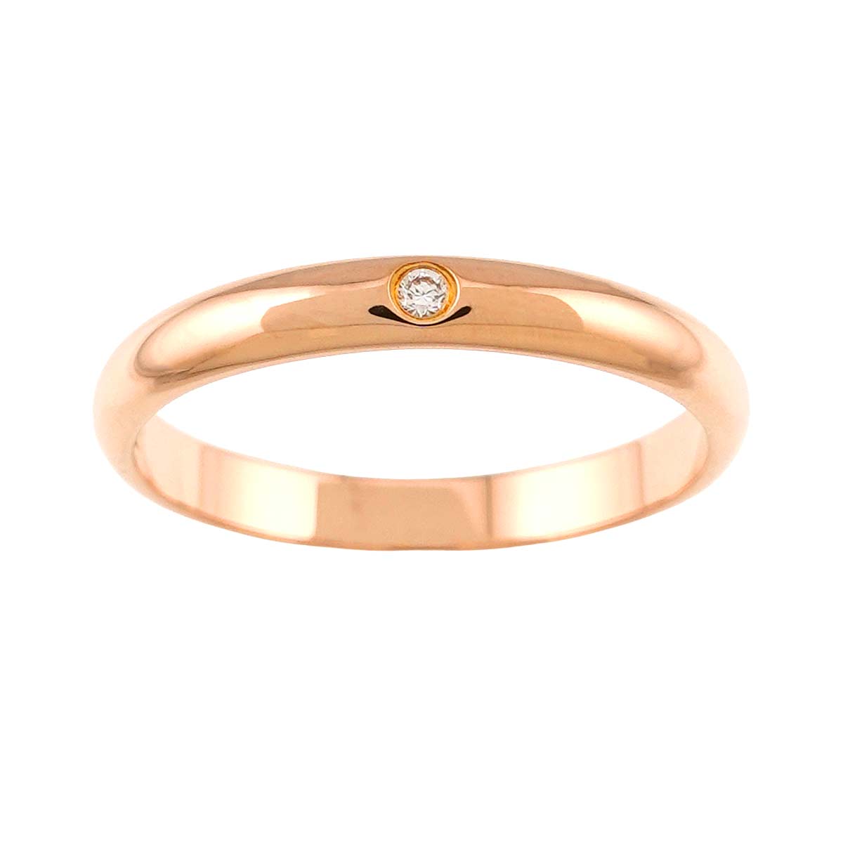 Classic Diamond Ring 18K Pink Gold 750 Size50 5.25(US)