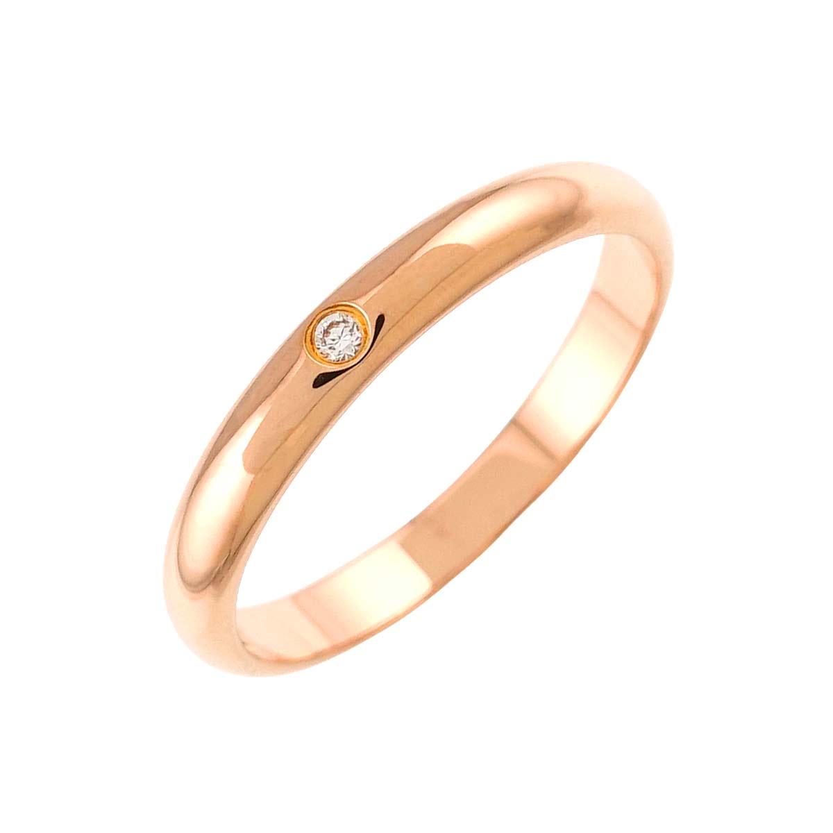 Classic Diamond Ring 18K Pink Gold 750 Size50 5.25(US)