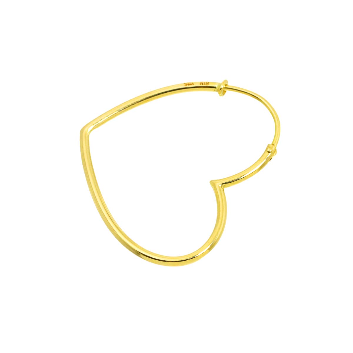 Heart Earring Pierced 18K Yellow Gold 750 One Piece only