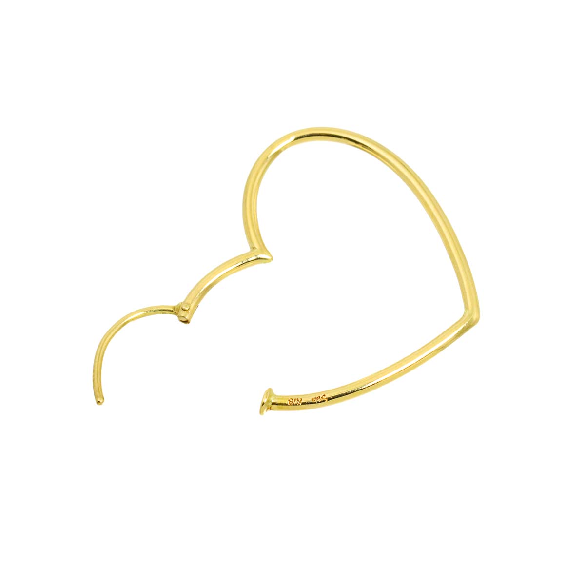 Heart Earring Pierced 18K Yellow Gold 750 One Piece only