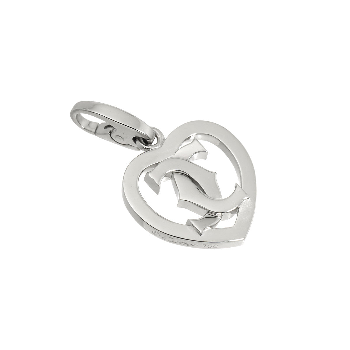2C Heart Pendant Top Charm 18K White Gold 750