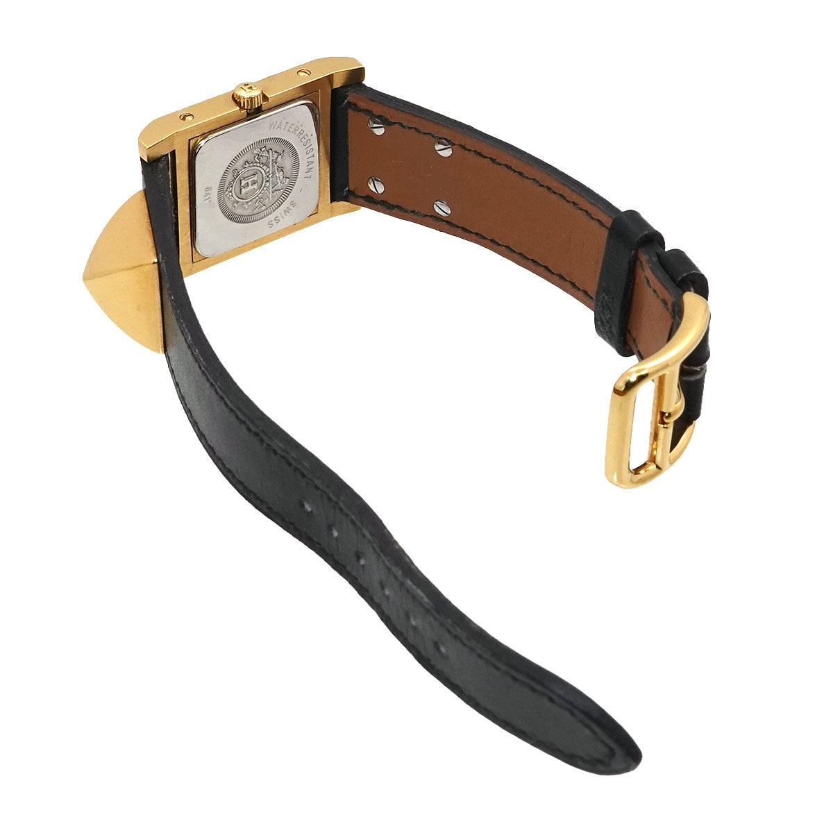 Medor Vintage pyramid Gold studs Quartz White Dial Ladies