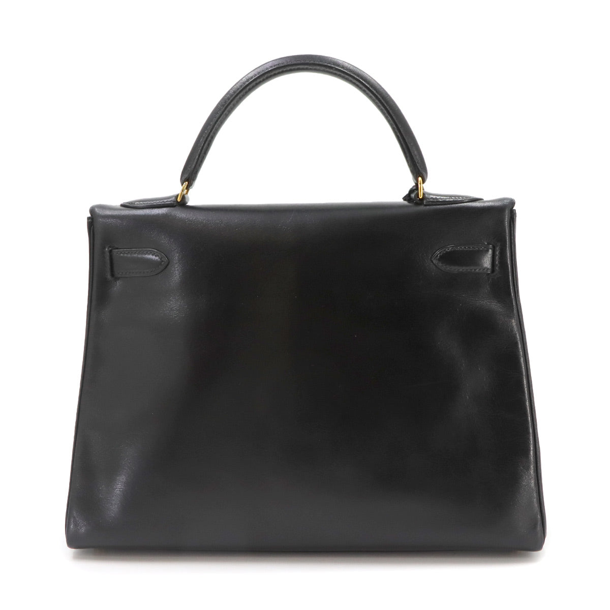 Kelly 32 Box calf Black Hand Shoulder Bag Vintage Purse
