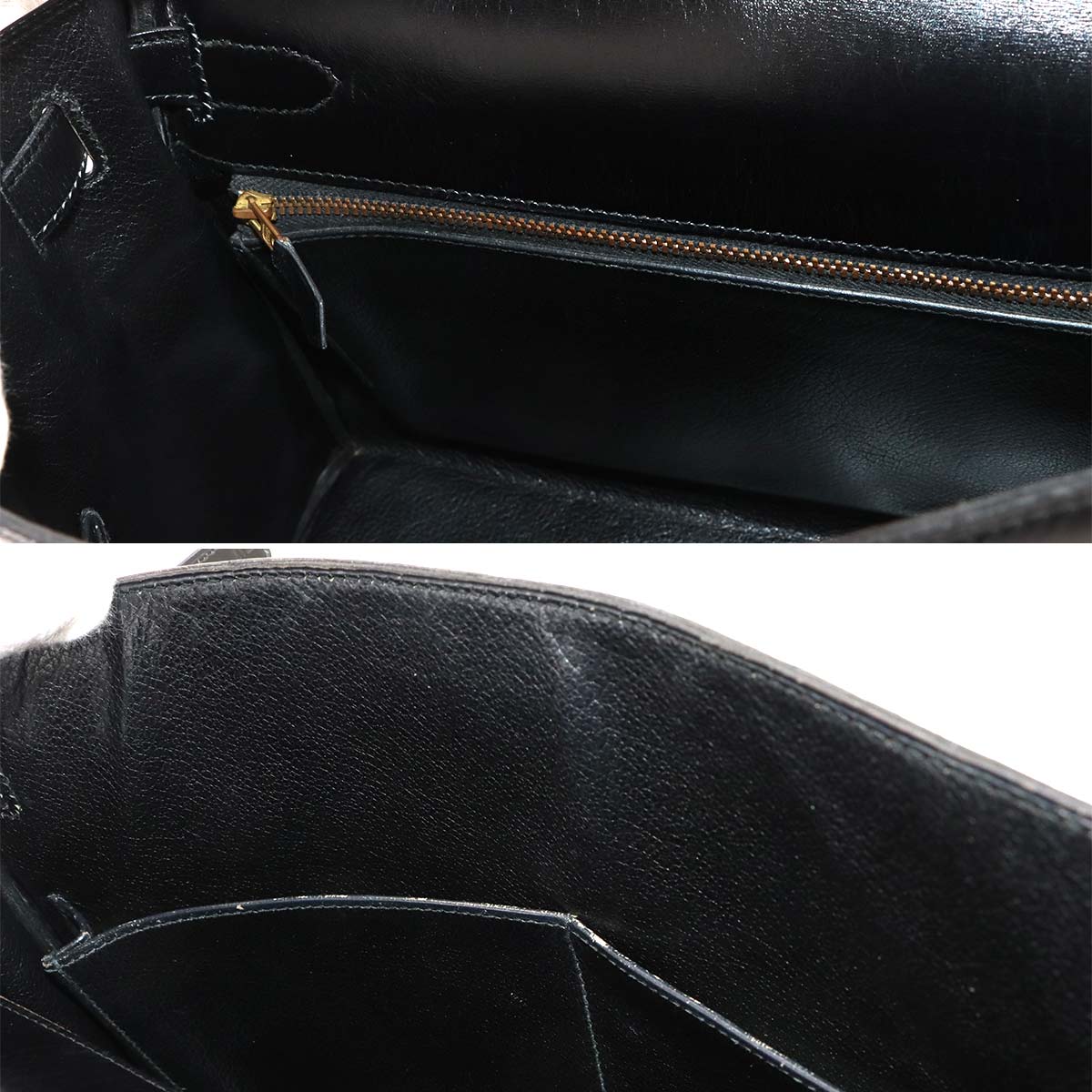 Kelly 32 Box calf Black Hand Shoulder Bag Vintage Purse