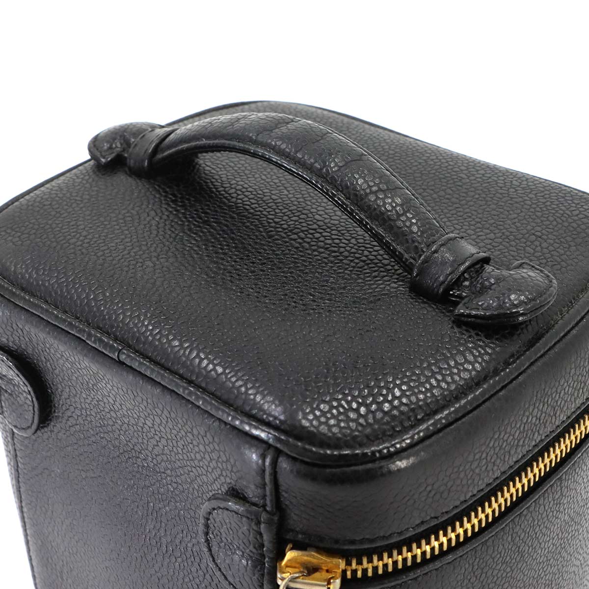 Vanity Hand Bag Leather Black A01998 Coco Logos Vintage Purse