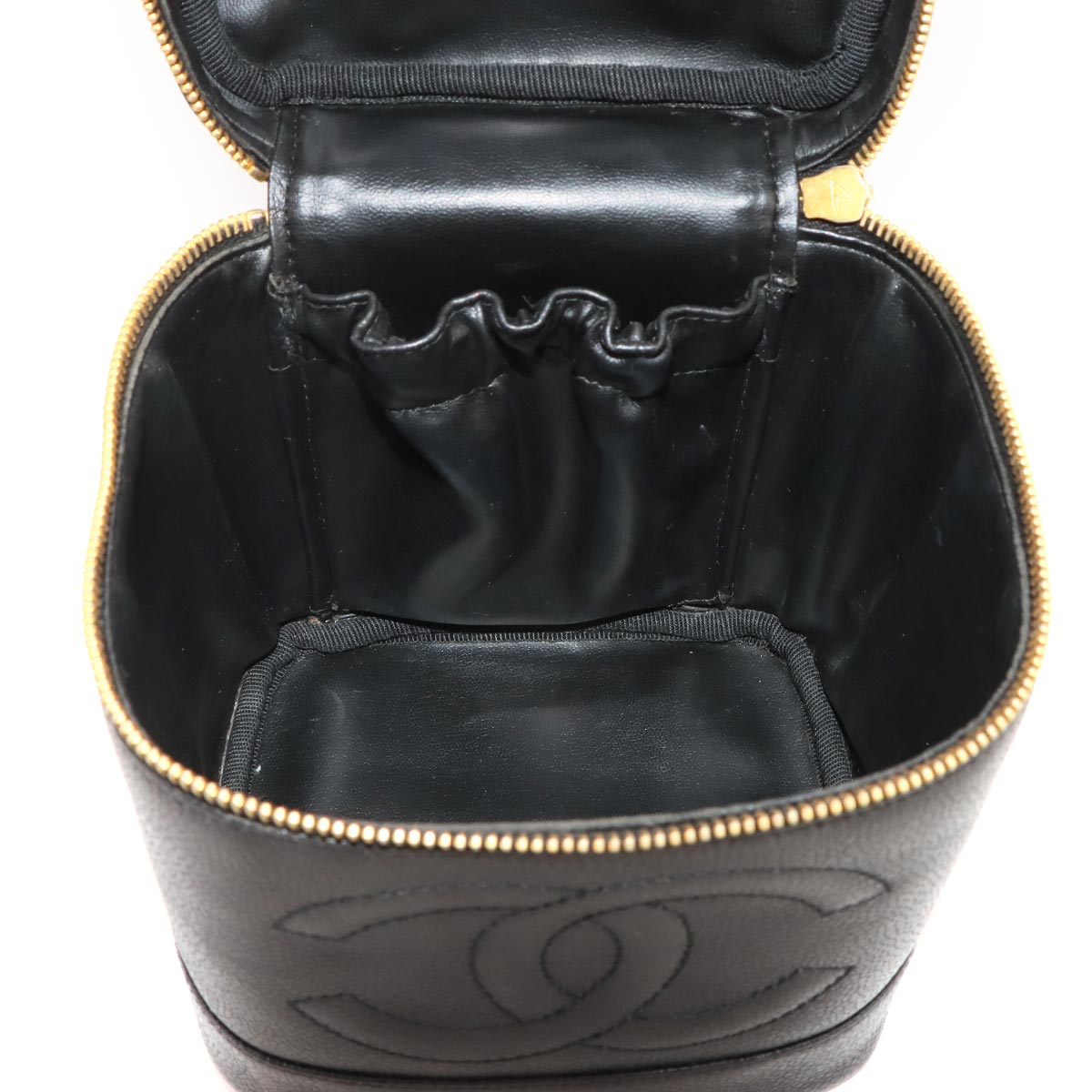 Vanity Hand Bag Leather Black A01998 Coco Logos Vintage Purse