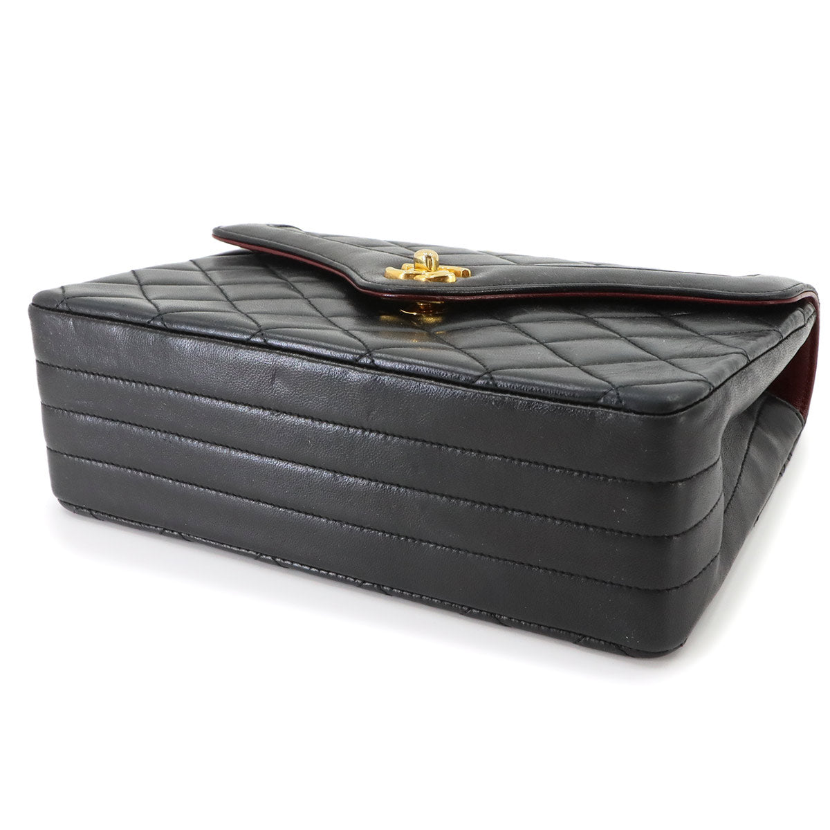 Matelasse Chain Shoulder Bag Leather Black Vintage