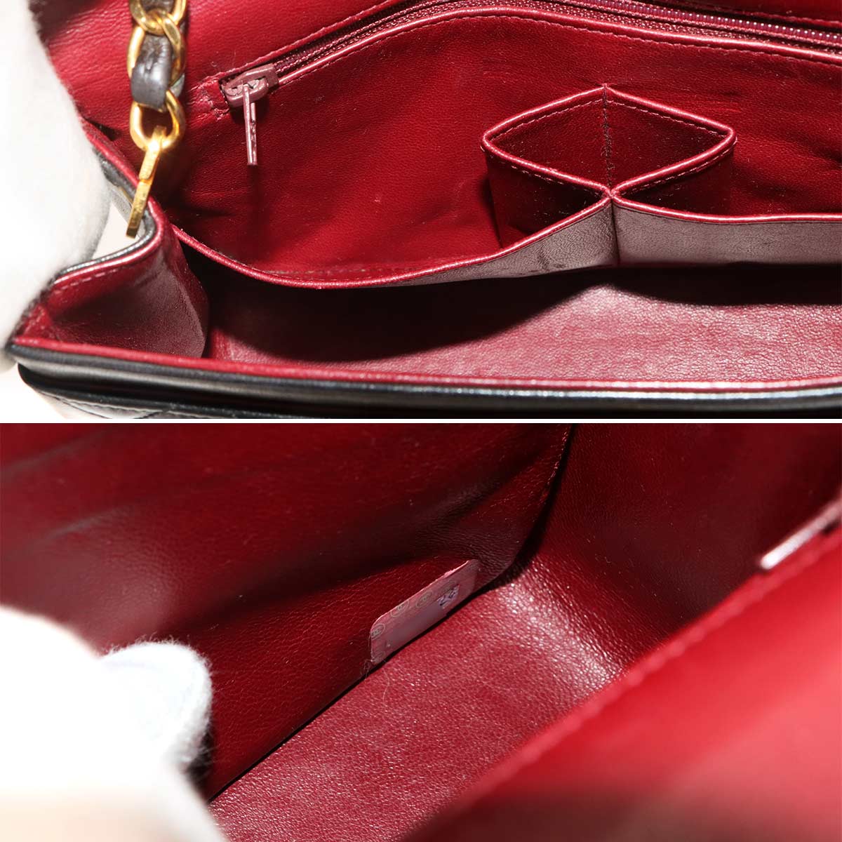 Matelasse Chain Shoulder Bag Leather Black Vintage
