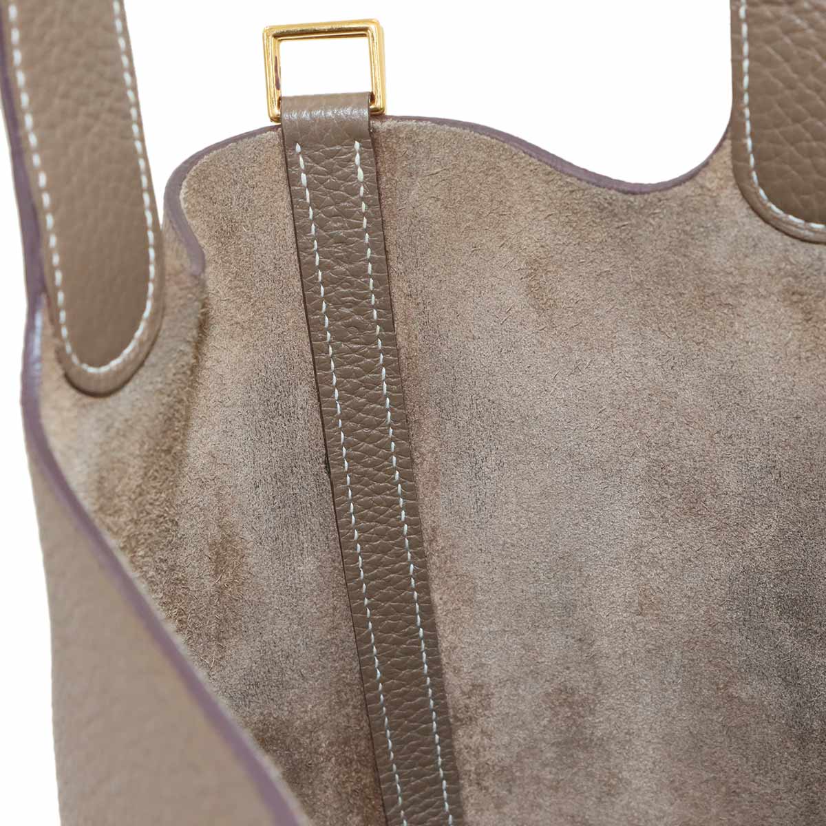 Picotin Lock MM Hand Bag Taurillon Clemence Etoupe Purse