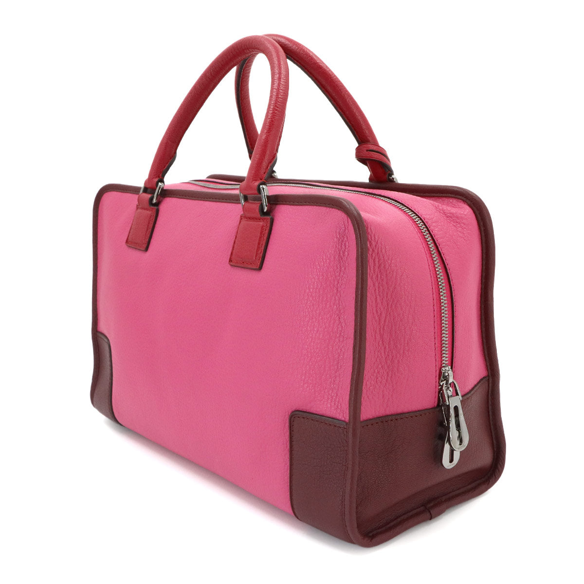 Amazona 36 Hand Bag Leather Pink Bordeaux Red Anagram Purse