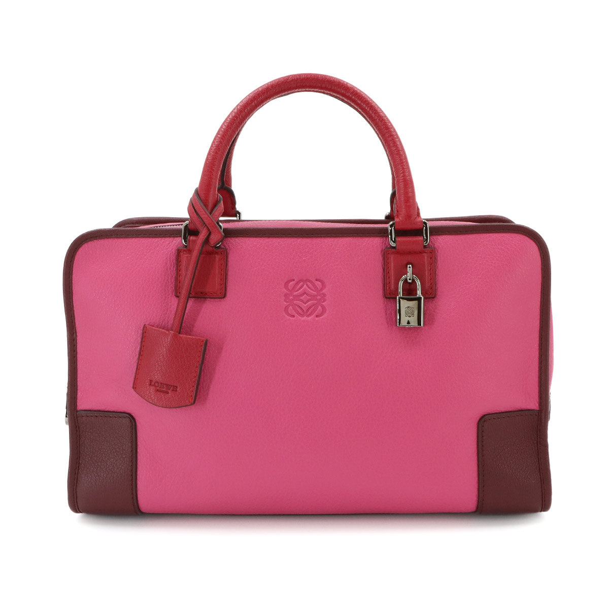 Amazona 36 Hand Bag Leather Pink Bordeaux Red Anagram Purse