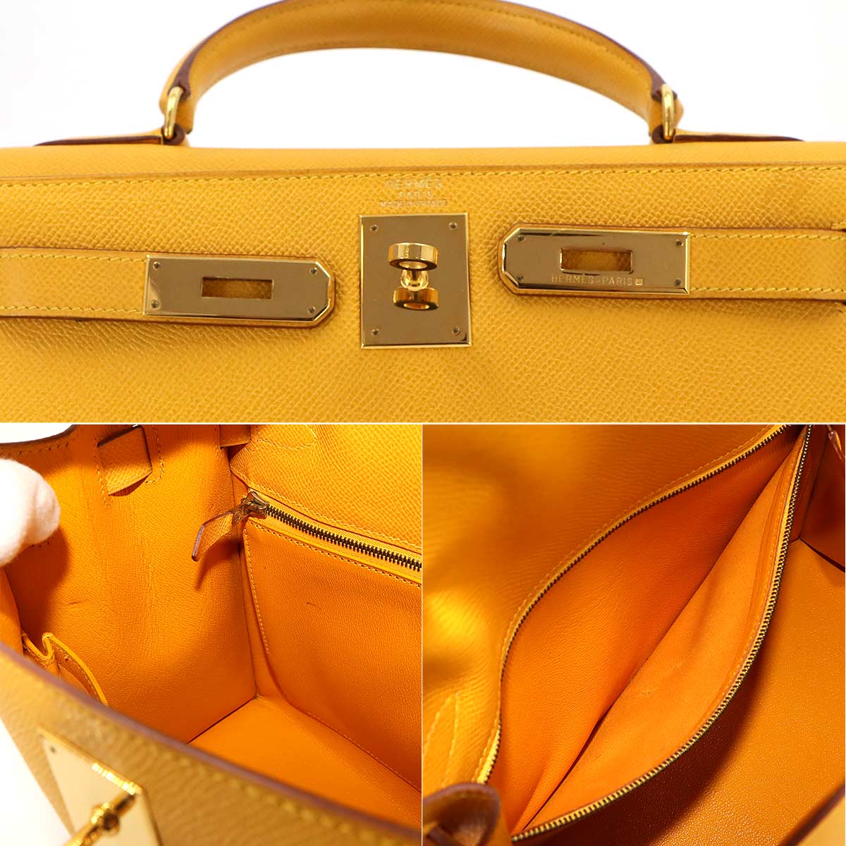 Kelly 28 Couchevel Epsom Jaune 2way Hand Shoulder Bag Purse