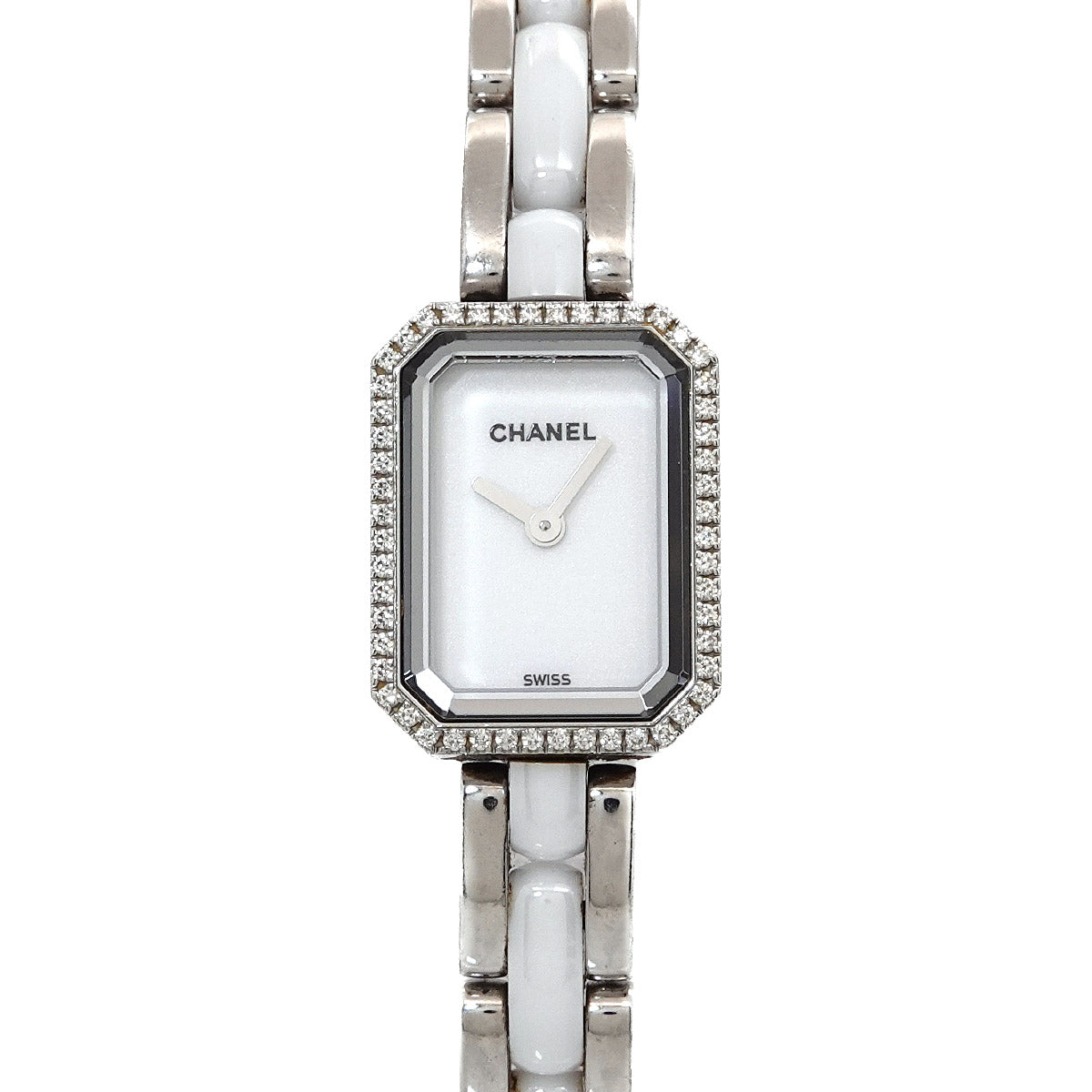 Premiere H2132 Diamond Bezel Ceramic Quartz White Dial Ladies
