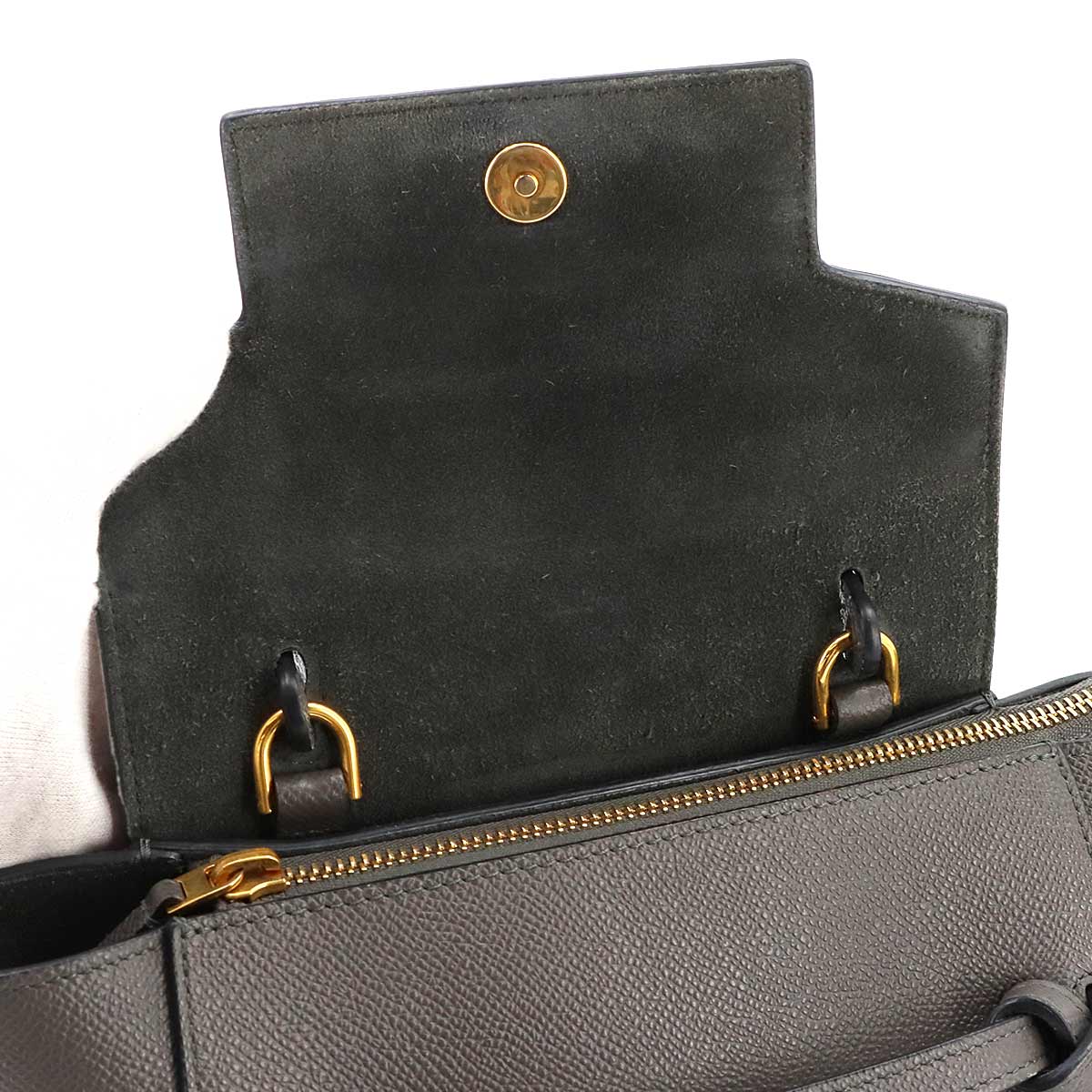Belt Bag Nano 2way Hand Shoulder Bag Leather Gray 189003