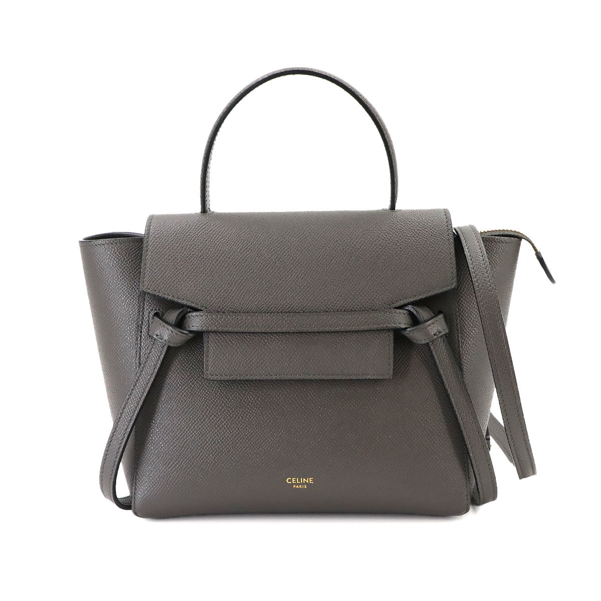 Belt Bag Nano 2way Hand Shoulder Bag Leather Gray 189003