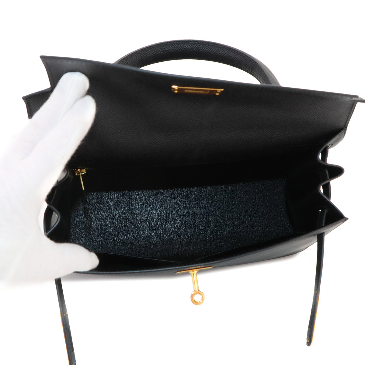 Kelly 28 Veau Epsom Black 2way Hand Shoulder Bag Purse