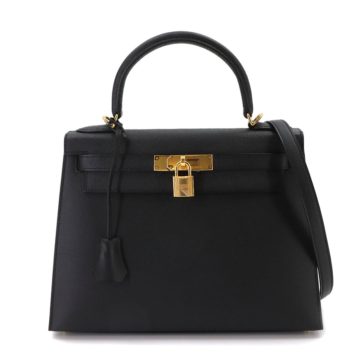 Kelly 28 Veau Epsom Black 2way Hand Shoulder Bag Purse