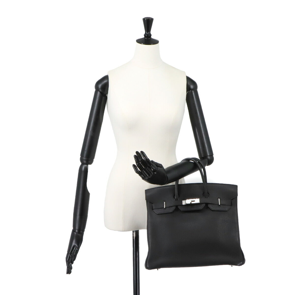 Haut a Courroies 32 Togo Black Hand Bag Purse