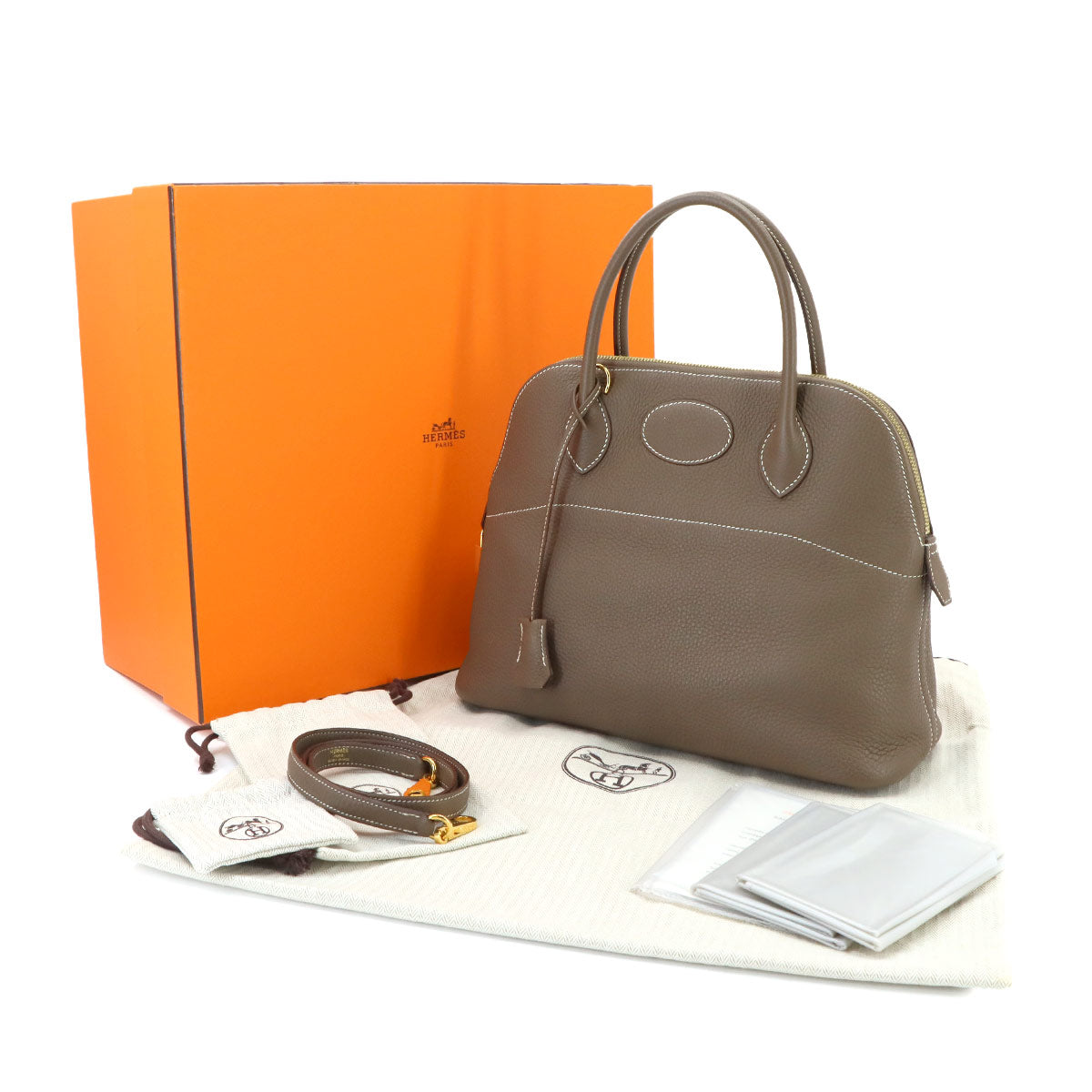 Bolide 31 Hand Shoulder Bag Taurillon Clemence Etoupe