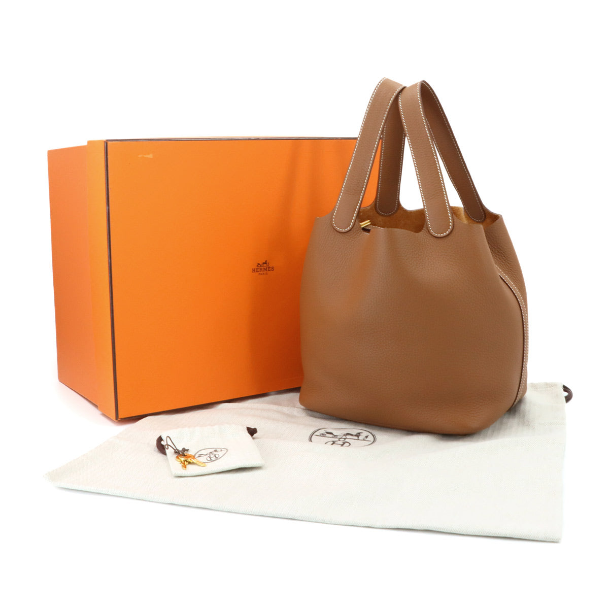 Picotin Lock MM Hand Bag Taurillon Clemence Gold Purse