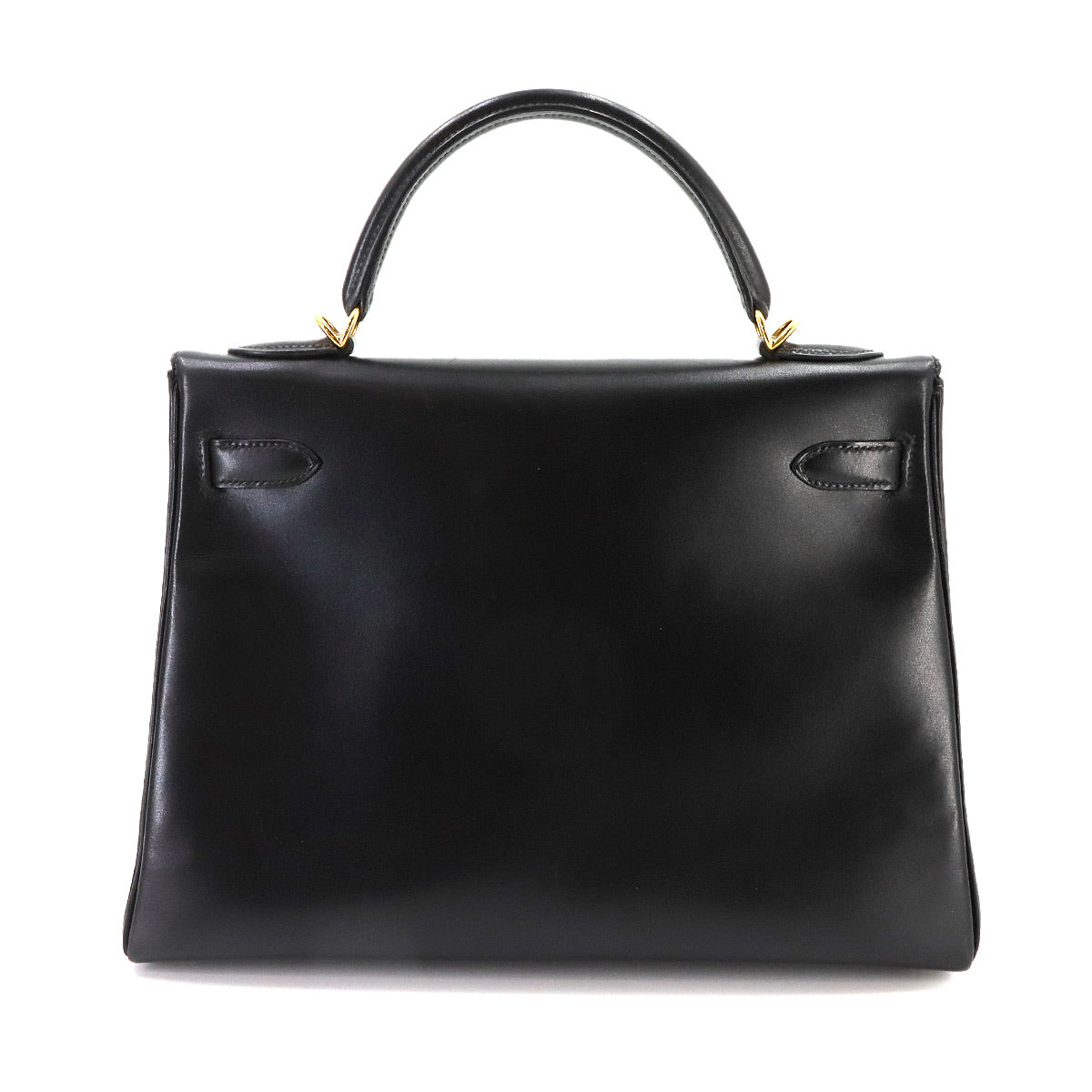 Kelly 32 Box calf Black Hand Shoulder Bag Vintage Purse
