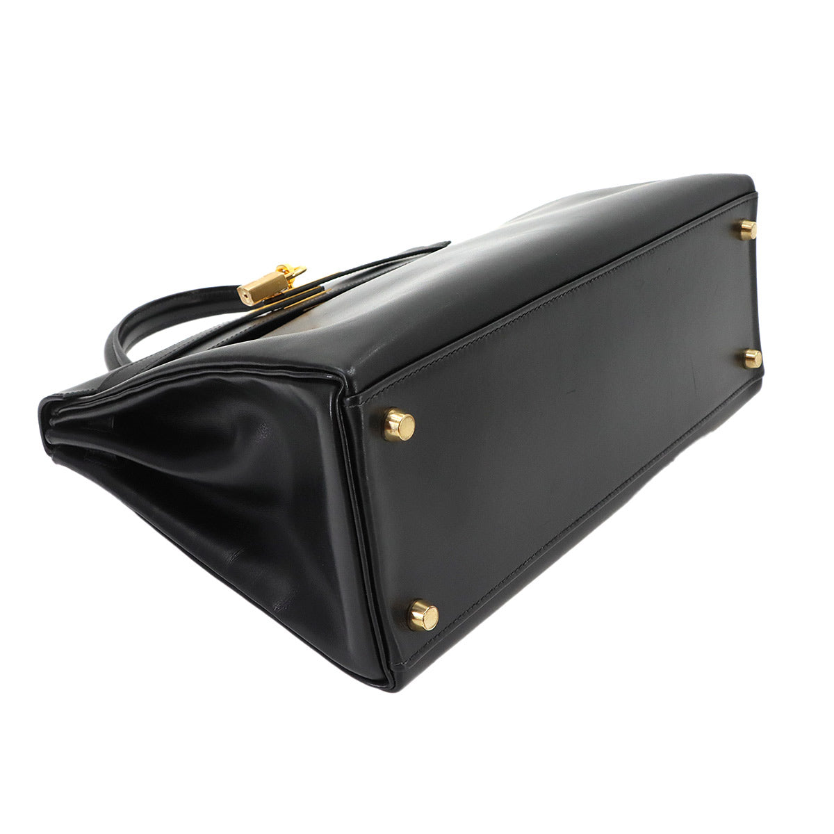 Kelly 32 Box calf Black Hand Shoulder Bag Vintage Purse