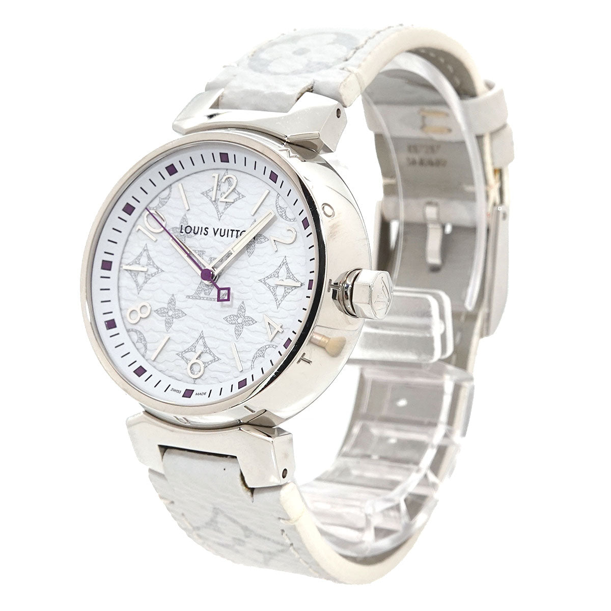 Tambour MM QA116 Quartz Monogram White Dial Ladies