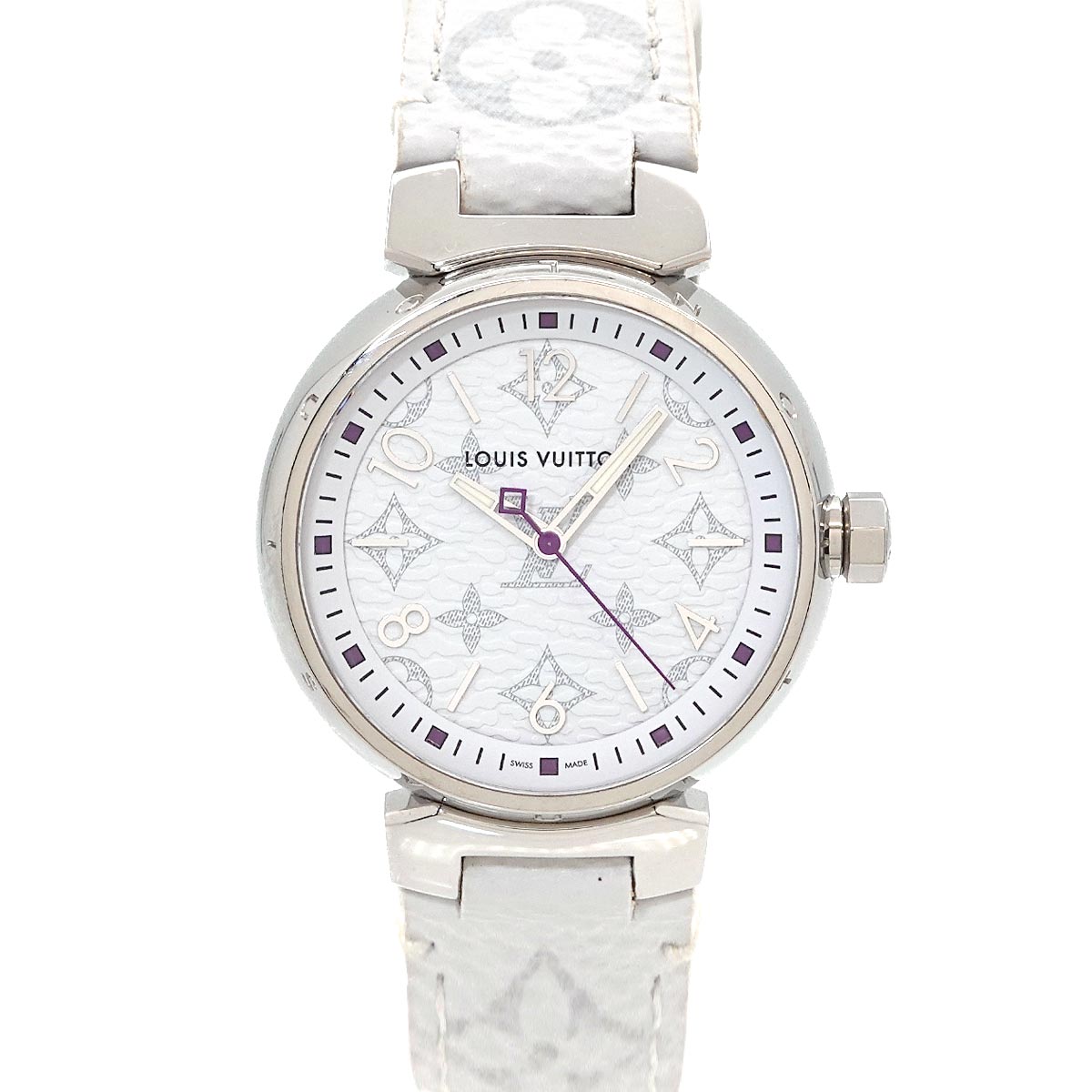 Tambour MM QA116 Quartz Monogram White Dial Ladies