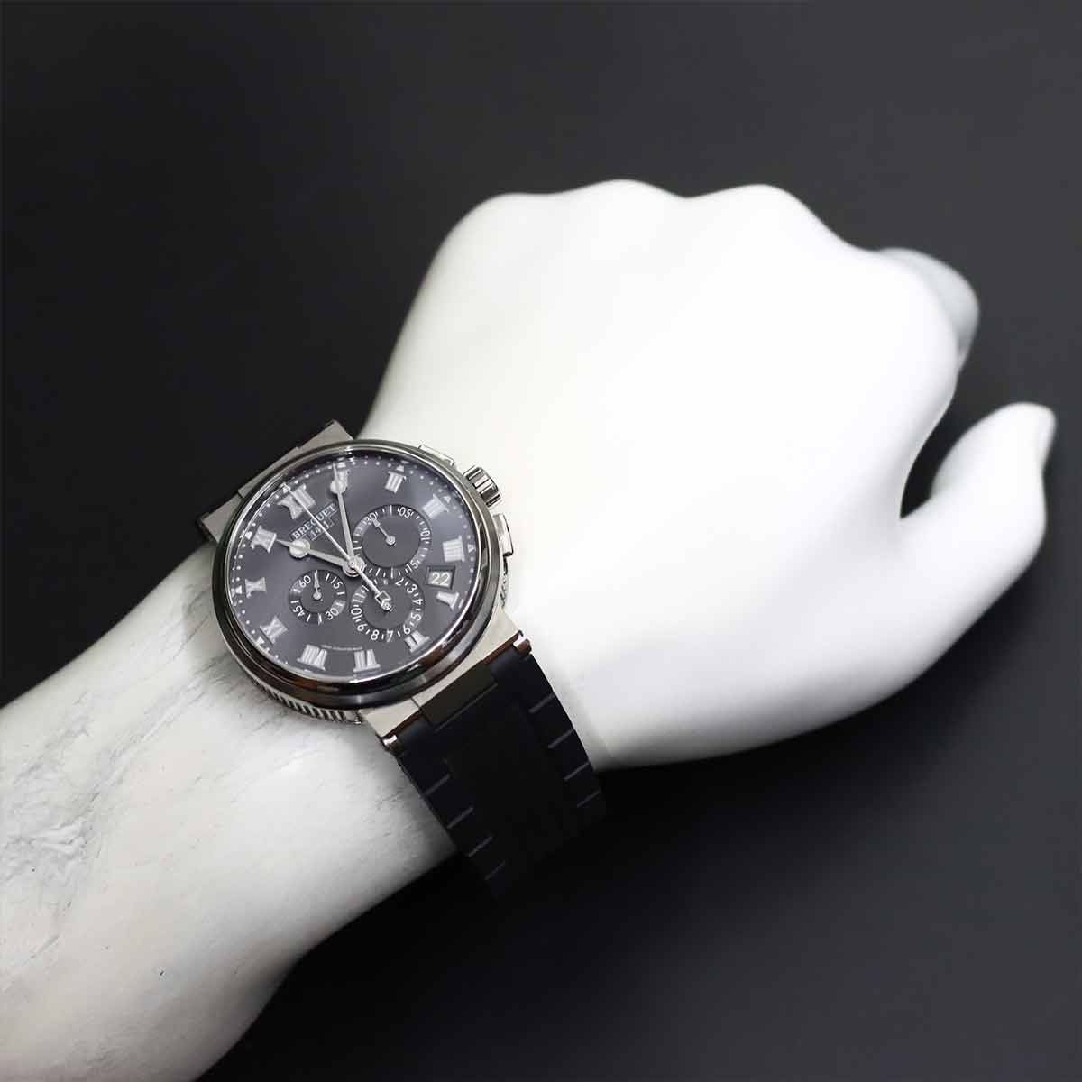 BREGUET Marine Chronograph 5527TI Date Gray Dial Automatic Mens Watch